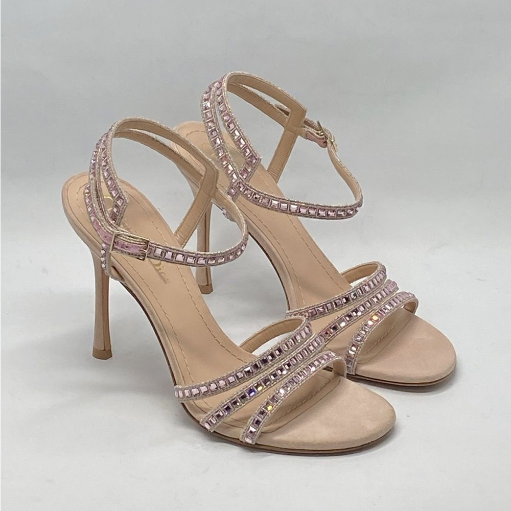 Dior Gem Embroidered Crystal Suede Heel Sandals size 36.5 - Picture 3 of 15
